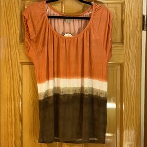 Peach and brown top - XL